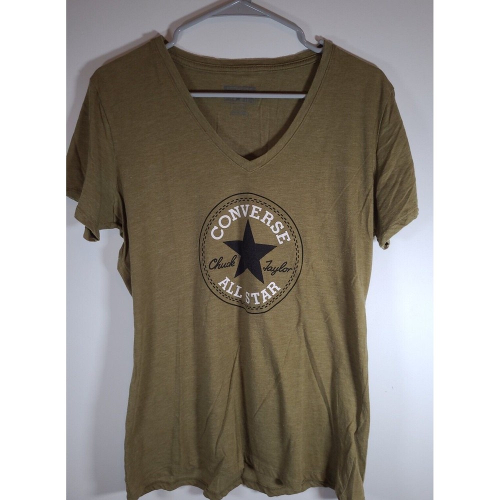Converse All Star V-Neck Womens XL Olive Short Sleeve